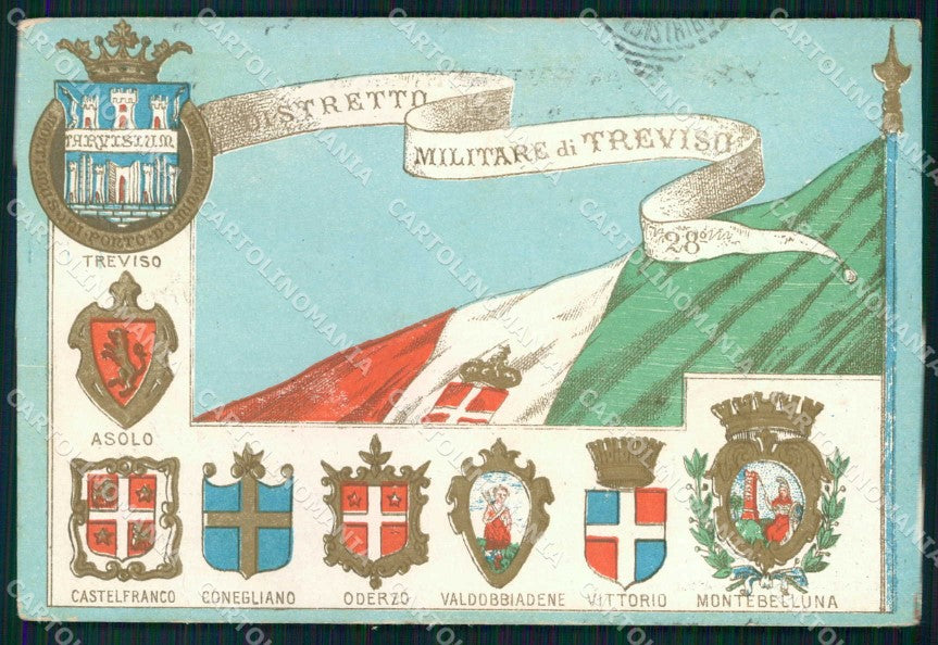 Militari Reggimentali 28° Distretto Militare Treviso Tricolore cartolina KF3857 – fronte
