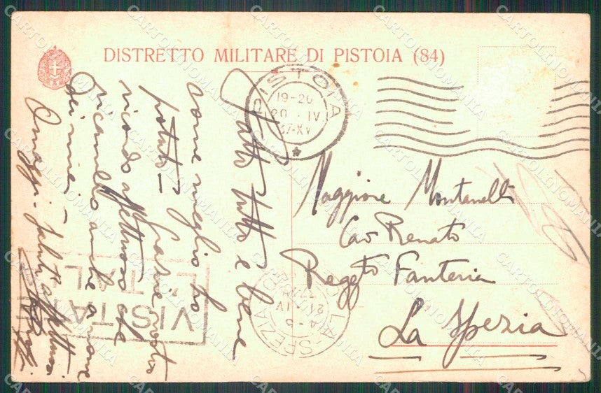 Militari Reggimentali 84° Distretto Militare Pistoia 1937 Fascismo cp KF3862 – retro