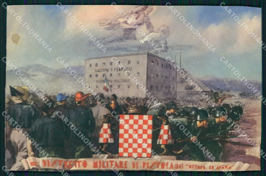 Militari Reggimentali 84° Distretto Militare Pistoia RIFILATA cartolina KF3863 – fronte