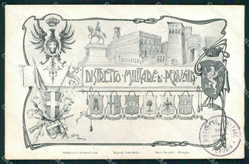 Militari Reggimentali 35° Distretto Militare Perugia cartolina KF3879 – fronte