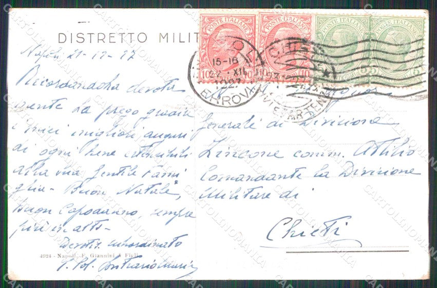 Militari Reggimentali 27° Distretto Militare Napoli 1927 cartolina KF3884 – retro