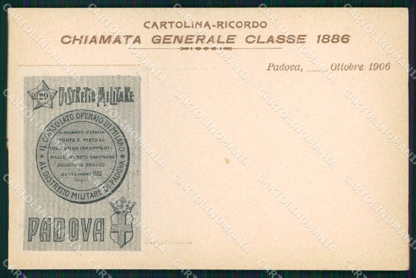 Militari Reggimentali 29° Distretto Militare Padova Chiamata cartolina KF3887 – fronte
