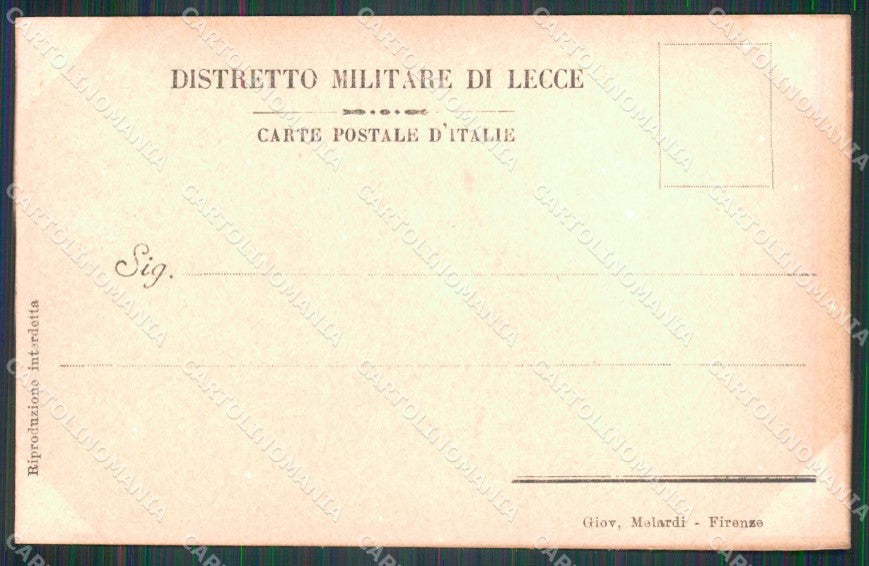 Militari Reggimentali 5° Distretto Militare Lecce Gallipoli cartolina KF3914 – retro
