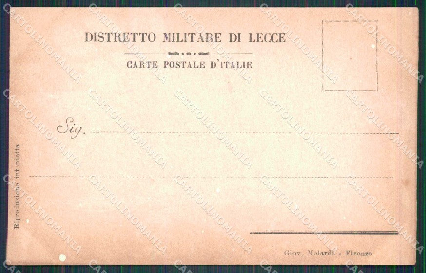 Militari Reggimentali 5° Distretto Militare Lecce Gallipoli cartolina KF3916 – retro