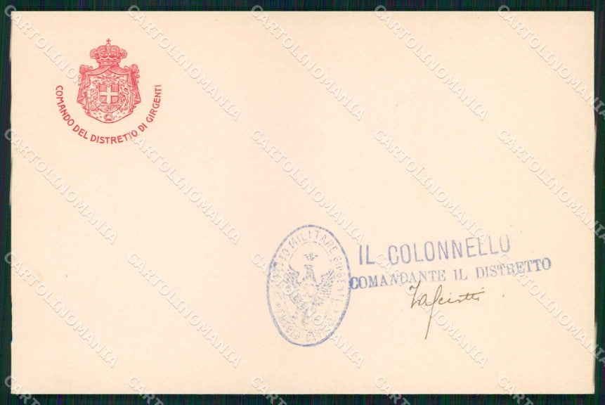 Militari Reggimentali 60° Distretto Militare Girgenti Agrigento cartolina KF3918 – fronte