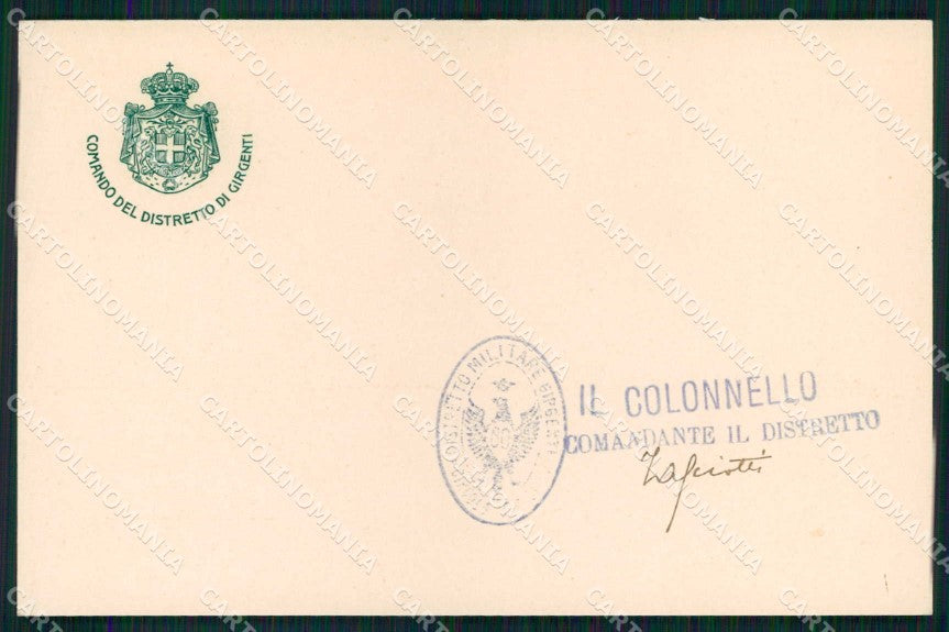Militari Reggimentali 60° Distretto Militare Girgenti Agrigento cartolina KF3919 – fronte