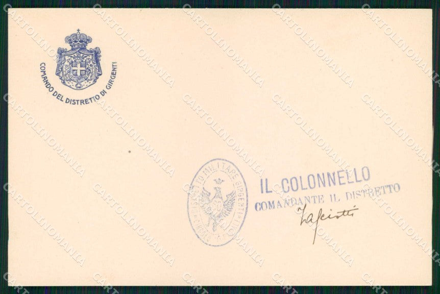 Militari Reggimentali 60° Distretto Militare Girgenti Agrigento cartolina KF3921 – fronte