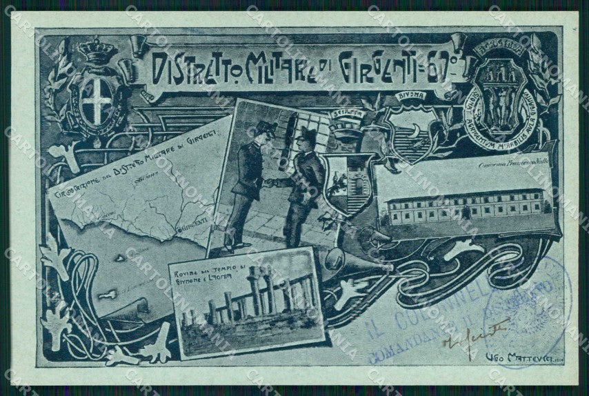 Militari 60° Distretto Militare Girgenti Agrigento Tiratura 30 cartolina KF3936 – fronte