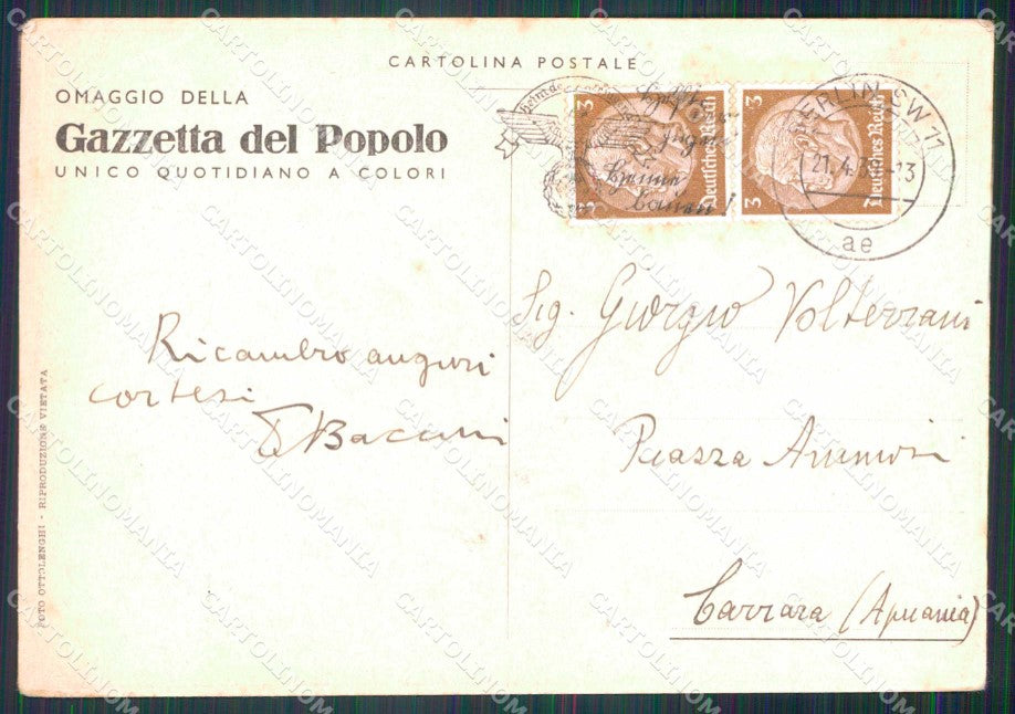 Royalty Reali Savoia Umberto II Gazzetta Popolo FG foto cartolina KF3998 – retro