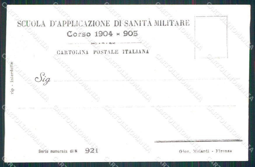Militari Scuola Applicazione Sanità Militare Corso 1904 Firenze cartolina KF4055 – retro