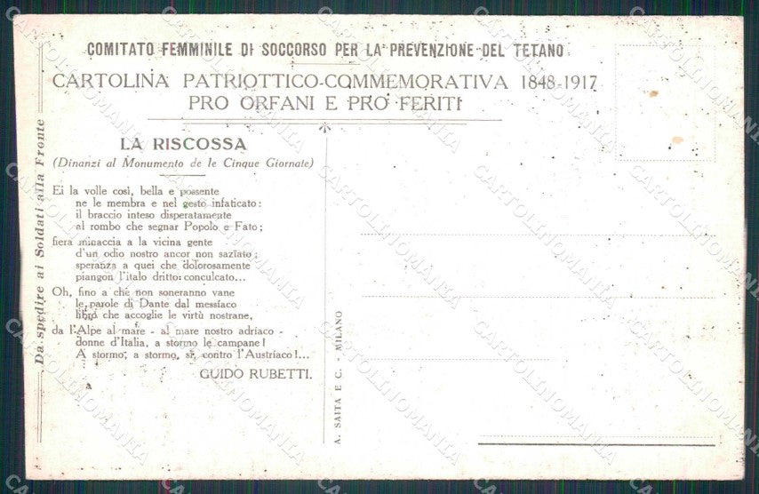 Militari WWI Comitato Femminile Prevenzione Tetano ABRASA cartolina KF4057 – retro