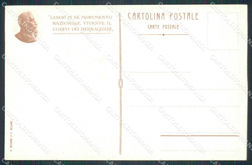 Militari Reggimentali Bersaglieri La Marmora cartolina KF4080 – retro