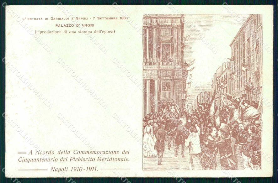 Politica Garibaldi Napoli Cinquantenario Plebiscito Meridionale cartolina KF4087 – fronte