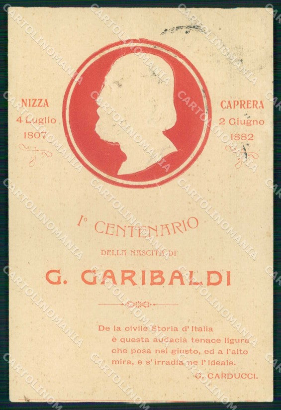 Politica Garibaldi 1° Centenario Nascita Caprera FORO PIEGHE cartolina KF4099 – fronte