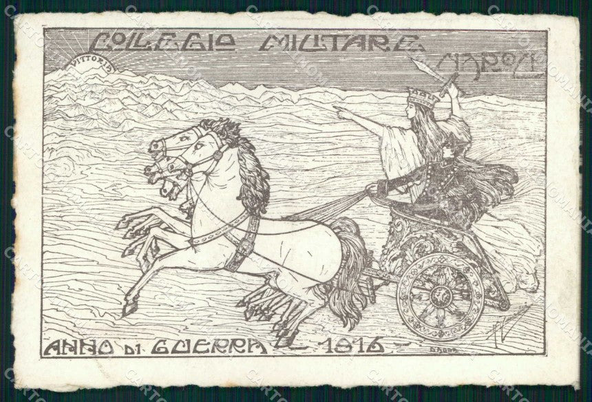 Militari Collegio Militare Napoli Anno Guerra 1916 ABRASA cartolina KF4119 – fronte