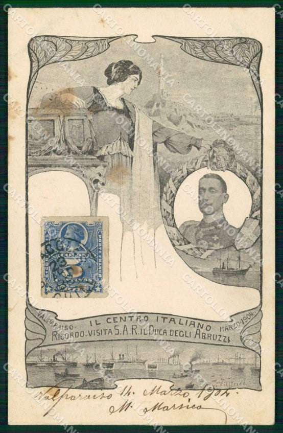 Royalty Reali Savoia Luigi Duca Abruzzi Chile Valparaiso 1904 cartolina KF4160 – fronte