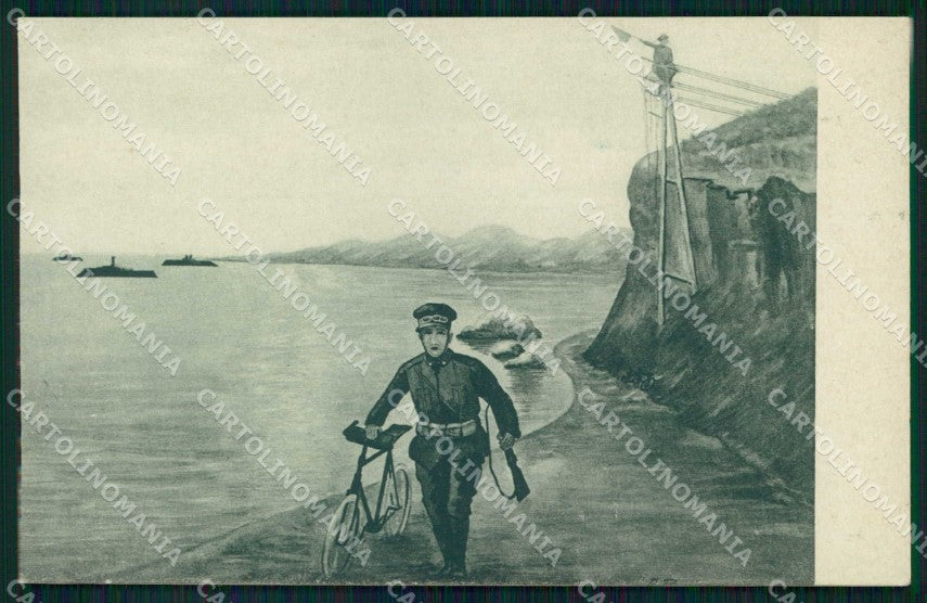 WWI WW1 Militari Reparto Ciclisti Difesa Costiera III Plotone cartolina KF4190 – fronte