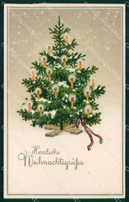 WWI WW1 Militari German Propaganda Christmas Tree FORO cartolina KF4219 – fronte