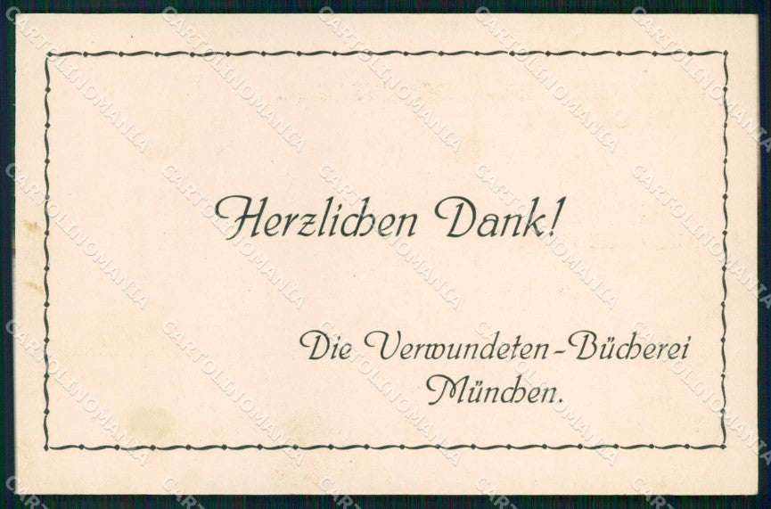 WWI WW1 Patriottiche Verwundeten Bücherei Munchen Red Cross cartolina KF4230 – fronte
