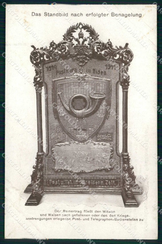 WWI WW1 Militari Österreich Posthorn Eisen Nagelung Kriegshilfecartolina KF4239 – fronte
