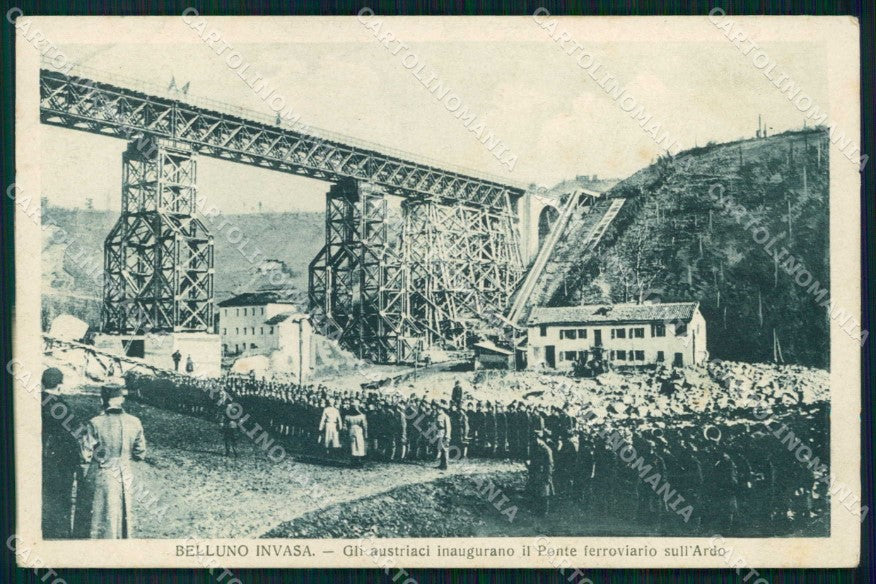 WWI Militari Austrian Soldiers Belluno Invasa Ponte Ardo PIEGA cartolina KF4260 – fronte