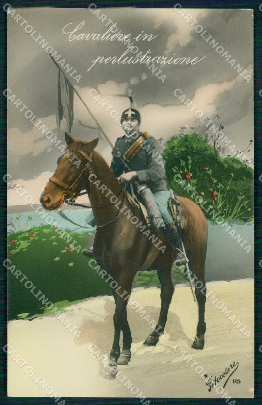 Militari Lanciere Cavaliere Uniforme Cavallo Horse foto cartolina KF4275 – fronte