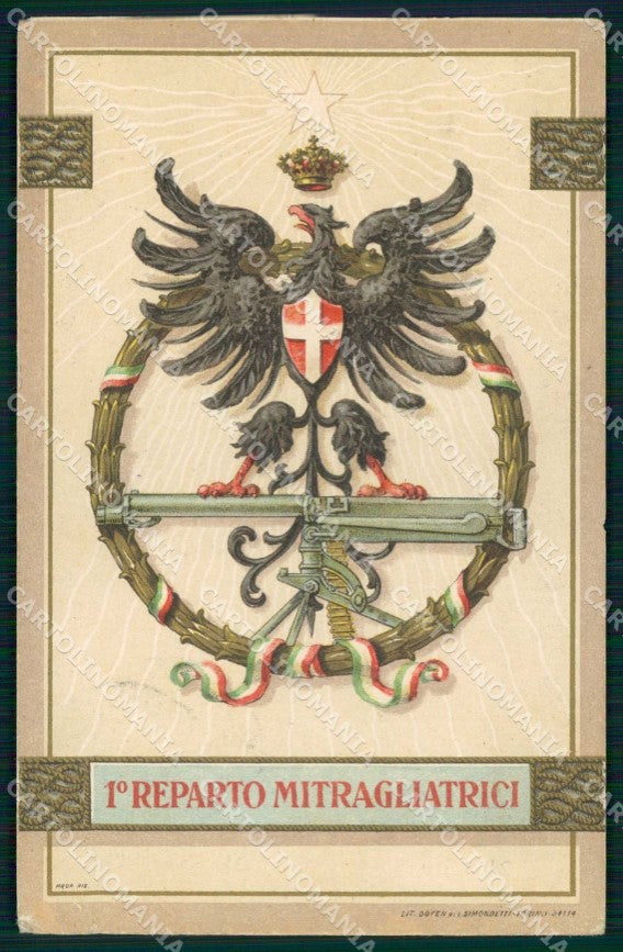 WWI Militari 1° Reparto Mitragliatrici 44ª Divisione PIEGHINE cartolina KF4283 – fronte