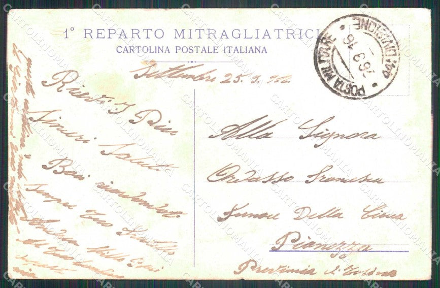 WWI Militari 1° Reparto Mitragliatrici 44ª Divisione PIEGHINE cartolina KF4283 – retro