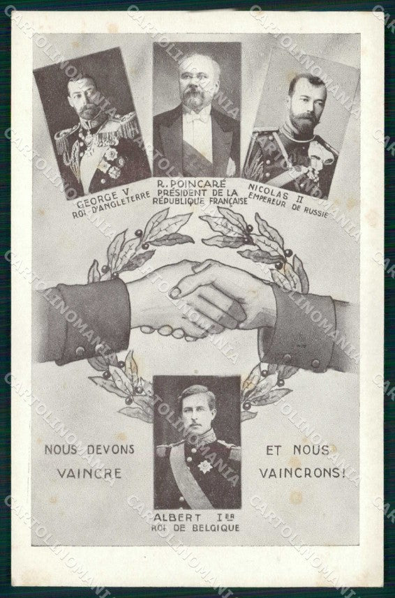 WWI WW1 Propaganda Alleati Royalty Reali Czar George V Albert I cartolina KF4304 – fronte
