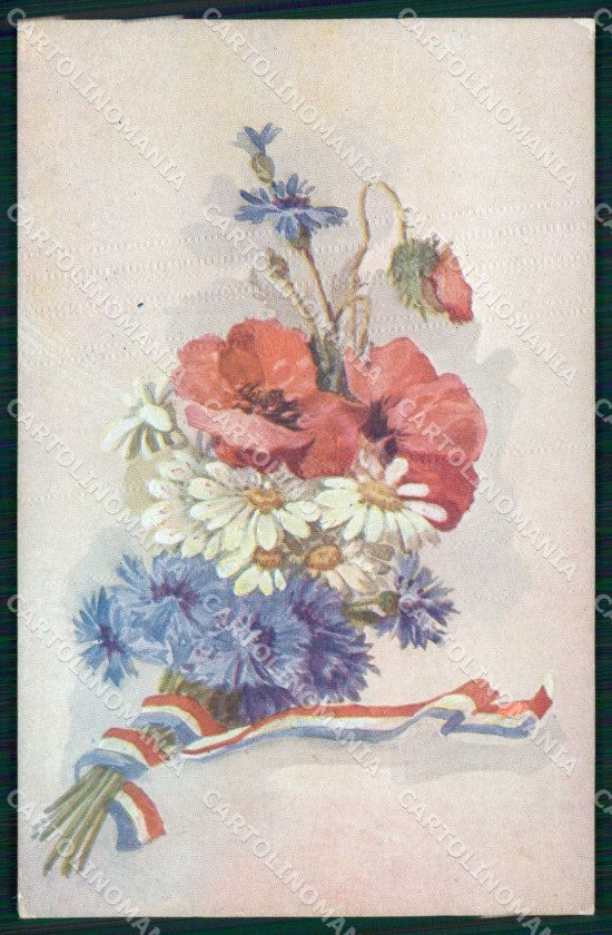 WWI WW1 Propaganda Colori Nazionali Francia Bandiere Flag cartolina KF4313 – fronte
