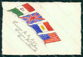 WWI Propaganda Alleati Bandiere Flags Dipinta a Mano cartolina KF4316 – fronte