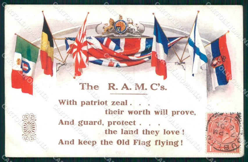 WWI Propaganda Alleati Bandiere Flags Tricolore cartolina KF4325 – fronte