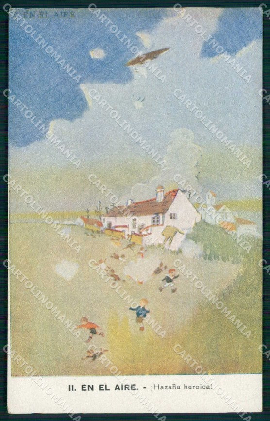 WWI WW1 Propaganda Spagnola Anti German En el Aire cartolina KF4328 – fronte