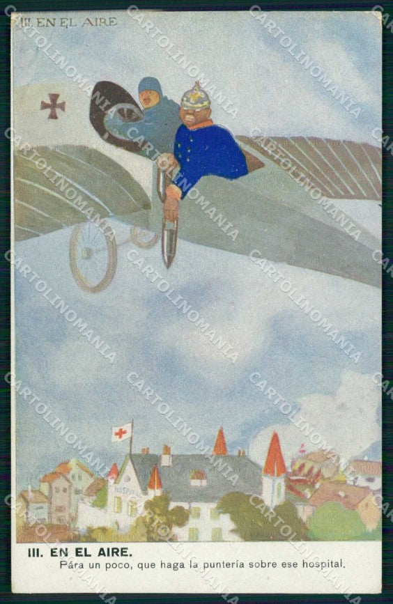 WWI WW1 Propaganda Spagnola Anti German En el Aire cartolina KF4329 – fronte