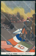 WWI WW1 Propaganda Spagnola Anti German En el Aire Tricolore cartolina KF4338 – fronte