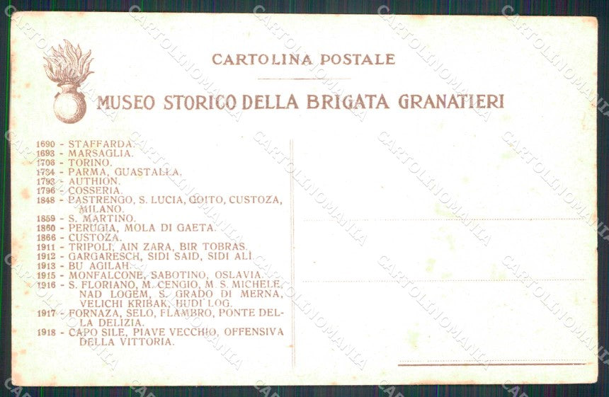 Militari Reggimentali Museo Storico Brigata Granatieri Sardegna cartolina KF4341 – retro