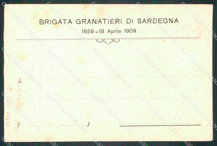 Militari Reggimentali Brigata Granatieri Sardegna Fondazione cartolina KF4353 – retro