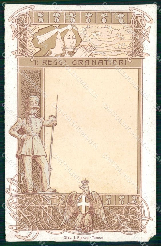 Militari Reggimentali 1° Regg Granatieri Sardegna ANGOLO ROTTO cartolina KF4394 – fronte