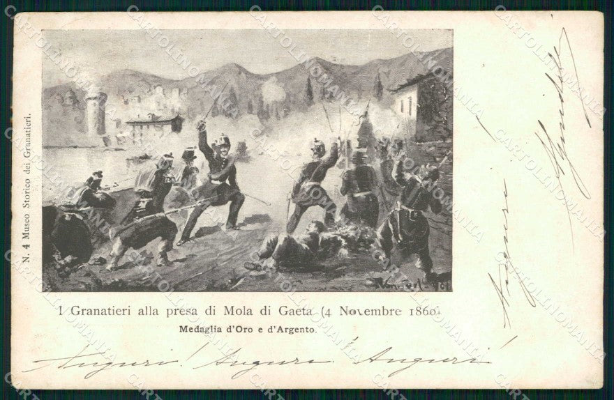 Militari Reggimentali Granatieri Sardegna Mola Gaeta PIEGHINE cartolina KF4430 – fronte