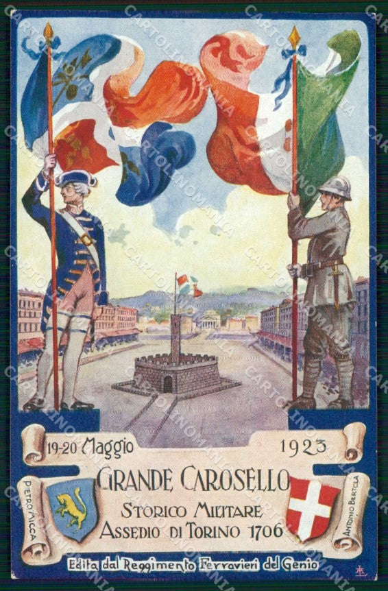 Militari Reggimentali Ferrovieri Carosello Storico Torino 1923 cartolina KF4453 – fronte