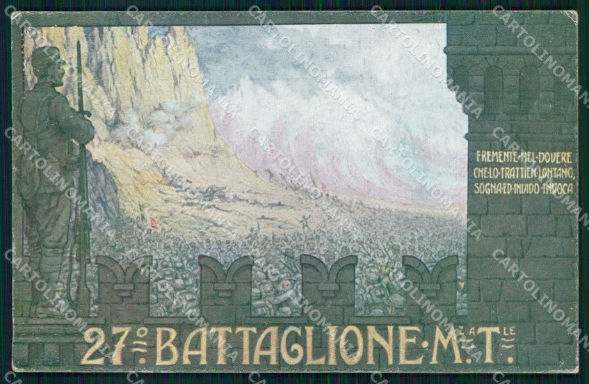 Militari Reggimentali 27° Battaglione Milizia Territoriale M T cartolina KF4455 – fronte