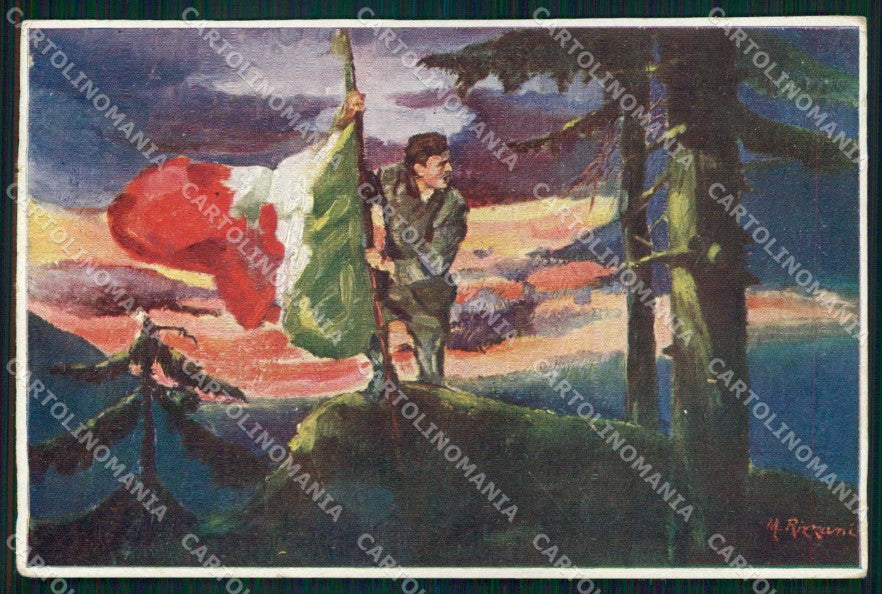 Militari Reggimentali 82° Fucilieri Tricolore Rizzani ? cartolina KF4462 – fronte