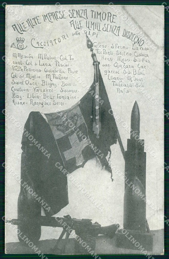 Militari Reggimentali 52° Regg. Cacciatori delle Alpi PIEGHE cartolina KF4480 – fronte