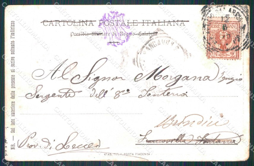 Militari Reggimentali 52° Regg. Fanteria Piacenza ABRASA cartolina KF4481 – retro