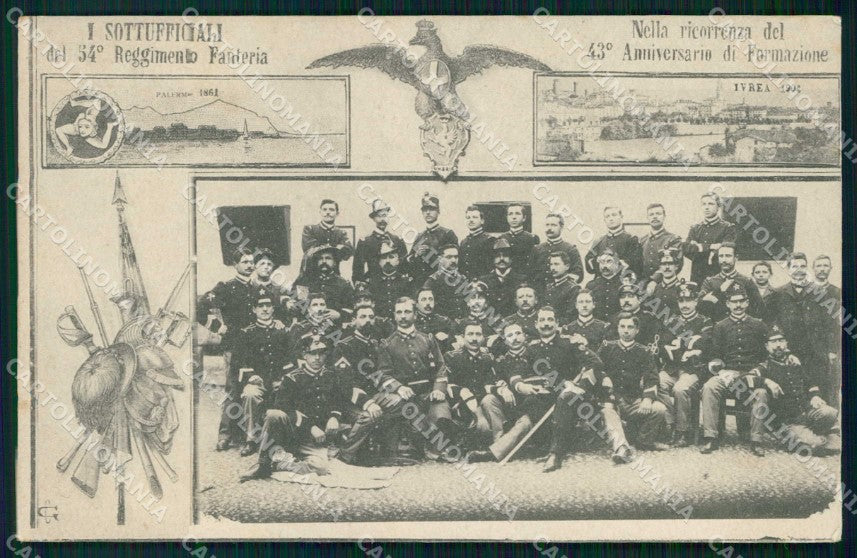 Militari Reggimentali 54° Regg. Fanteria Palermo Ivrea cartolina KF4488 – fronte