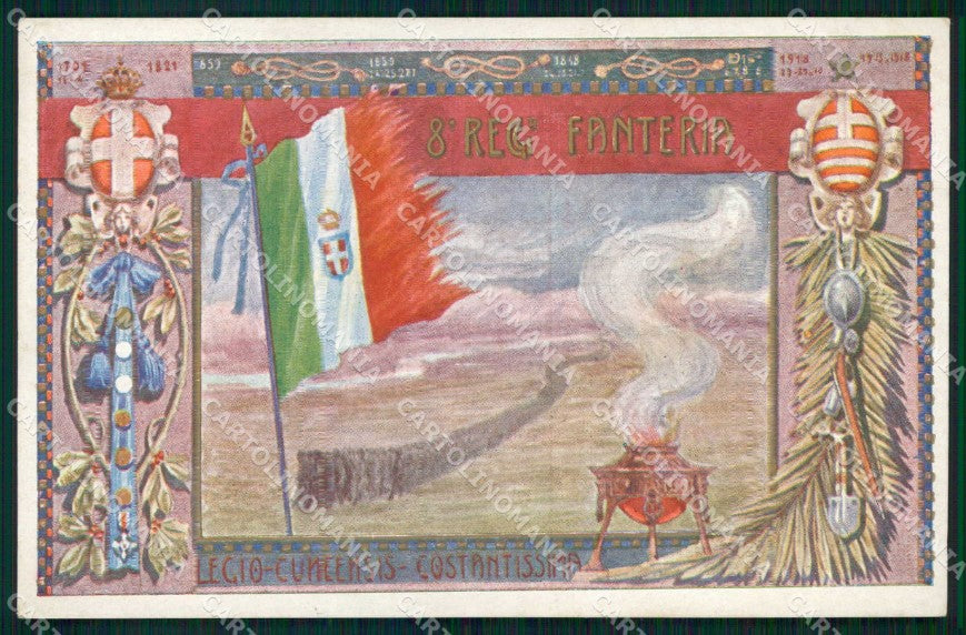 Militari Reggimentali 8° Regg. Fanteria Brigata Cuneo Tricolore cartolina KF4504 – fronte