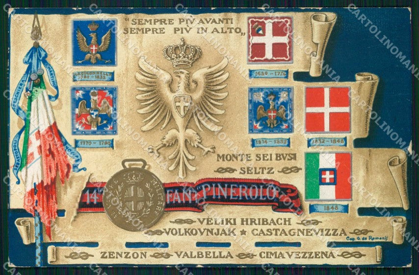 Militari Reggimentali 14° Regg. Fanteria Pinerolo Chieti cartolina KF4514 – fronte