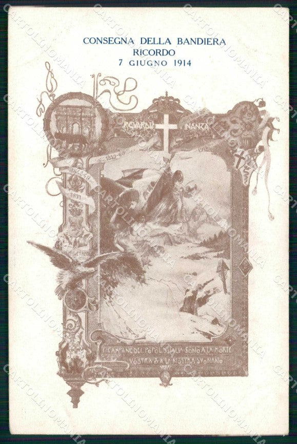 Militari Guardia Finanza GdF Consegna Bandiera 1914 cartolina KF4518 – fronte