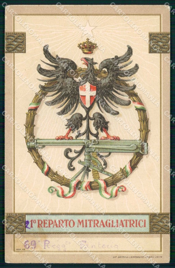 Militari 21° Reparto Mitragliatrici 69° Regg. Fanteria Trincea cartolina KF4520 – fronte