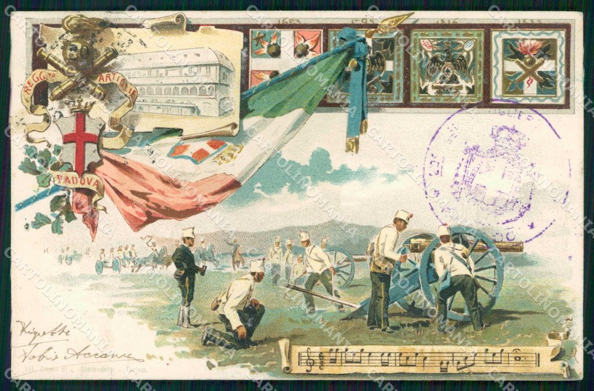Militari Reggimentali 20° Regg. Artiglieria Padova Tricolore cartolina KF4524 – fronte